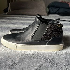 Tory Burch Black Leather Rosette Sneaker 9.5